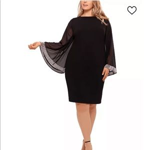 Dress Plus Side Beaded Bell-Sleeve Size 16W Black by XSCAPE purchased at Macy’s